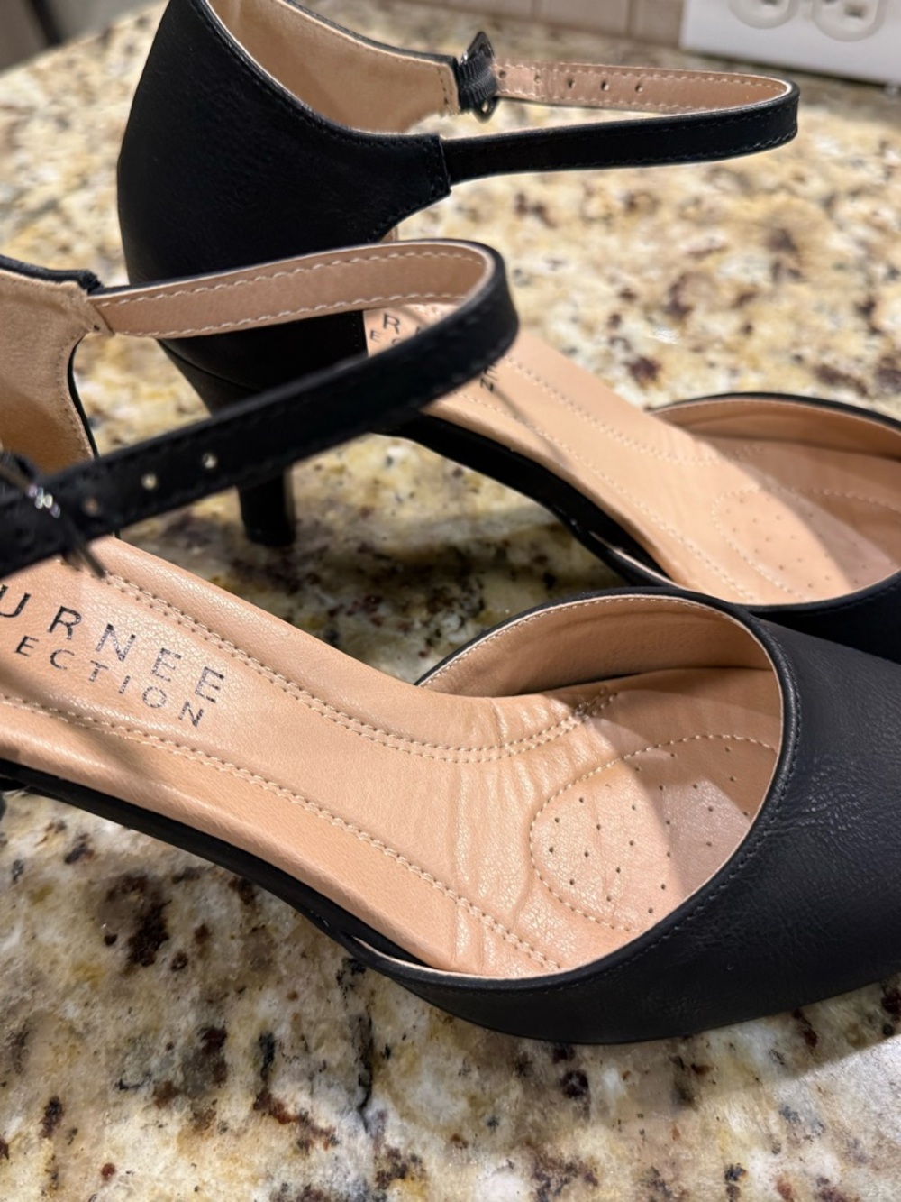 Journee Collection Black Ankle-Strap Kitten Heel Pumps